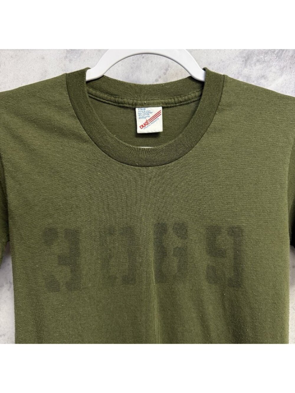 Vintage 80s Military Stamped T Shirt Mens Small Green Duke